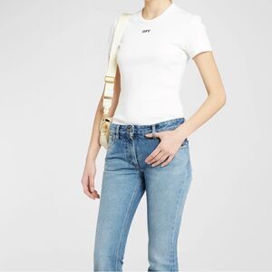 Off-White Logo Stamp Rib-Knit Basic Tee 44/8 Large NWT $335